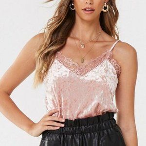 ✨🌺 Forever 21 Pink Lace Velvet Tank Top